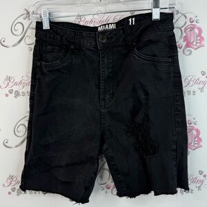 Miami high rise super skinny black shorts Women's Distressed Black Jean Shorts